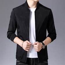 中青年印花夹克薄款外套男士棒球领春秋男装春秋装爸爸装上衣，男装夹克，电商B212（原钱塘6029）