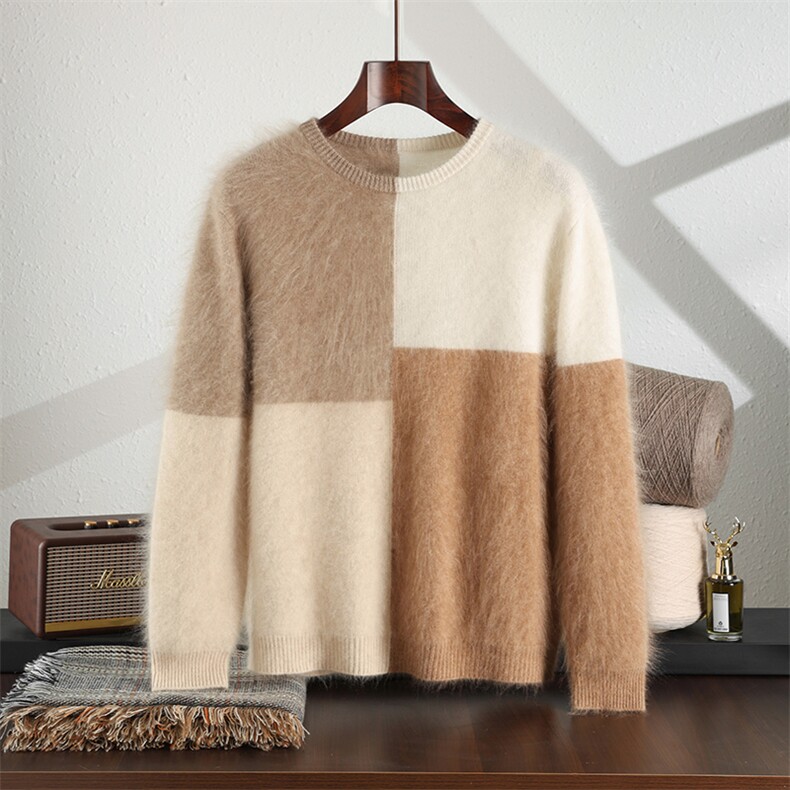 圆领山衫秋冬长袖商务休闲宽松针织打底衫男装，男装羊绒套衫，鼎坤羊绒