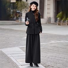 现货毛呢套装女2025年冬季新款女装时尚气质休闲外套阔腿裤送腰带，女装套装/套裙，火爆靓佳人