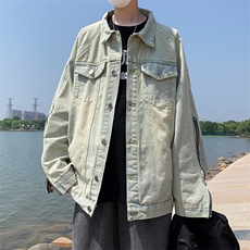 秋款男牛仔夹克衫侧边工装拉链渐变色外套JK1500P65，男装夹克，星座1013-1