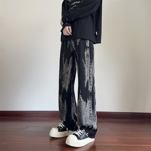 B221 美式ins高街修身直筒个性扎染牛仔裤 LK24392-特P45控78图片