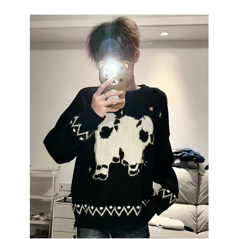 卡通小羊提花毛衣男女秋冬季宽松百搭氛围感针织衫上衣MY528,男装针织衫/毛衣,星座1116A（原606A-3）