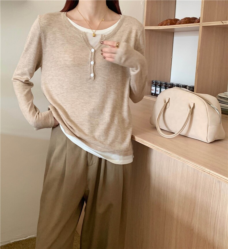 新款简约百搭长袖针织衫女休闲上衣,针织衫/毛衣,伟祺羊绒