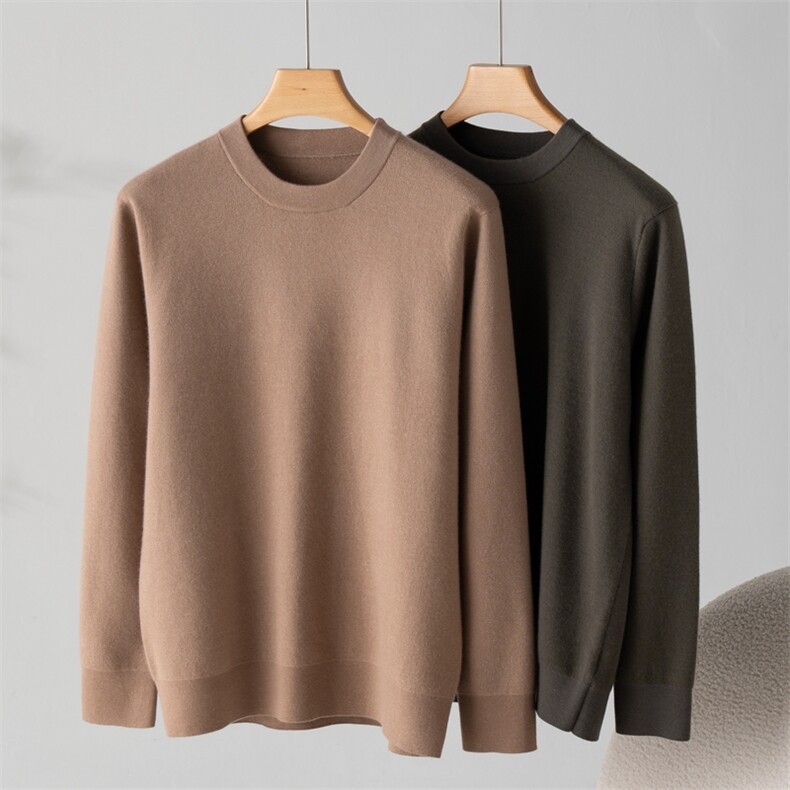 秋冬季新款舒适时尚百搭男士圆领羊绒打底衫男装，男装羊绒套衫，江帆羊绒