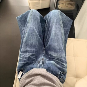 现货 复古蓝美式宽松直筒微喇牛仔裤K936/P45图片