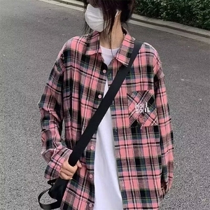C59-P32 美式复古红色格子衬衫图片