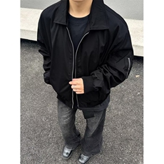 黑色解构短款外套男款春季美式翻领工装哈灵顿夹克cleanfit棒球服，男装夹克，星座1116A（原606A-3）