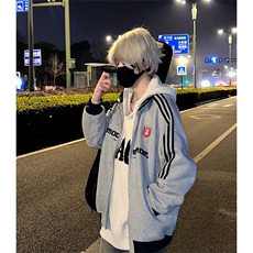 抖音得物美式高街重磅结构设计拼接织带立领印花卫衣外套ACM4201，女装短外套，电商A443