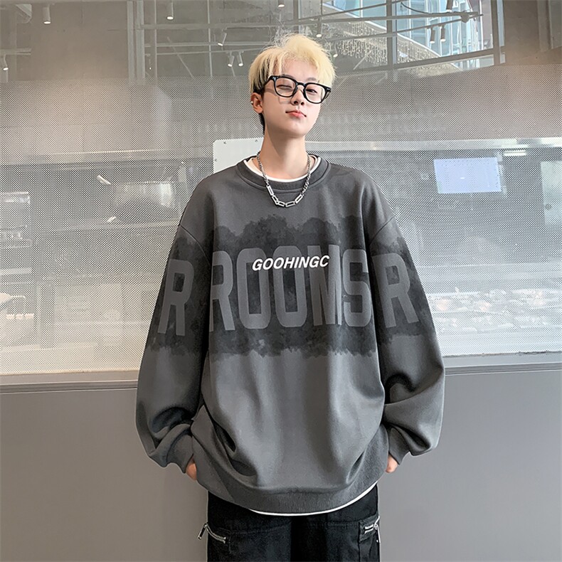 量大优菠萝格重磅圆领印花卫衣M-5XLP45控78WY2402,男装卫衣,电商B325