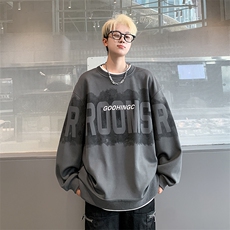 量大优菠萝格重磅圆领印花卫衣M-5XLP45控78WY2402，男装卫衣，电商B325