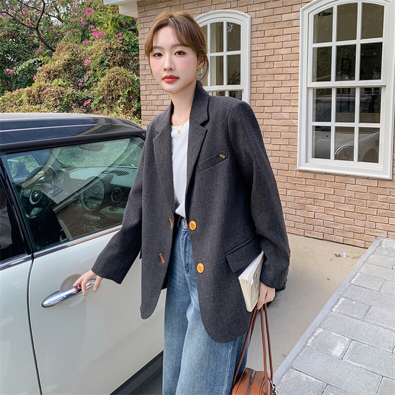 黑色西装外套女2025春季新款韩版高级感休闲百搭气质通勤职业西服图片