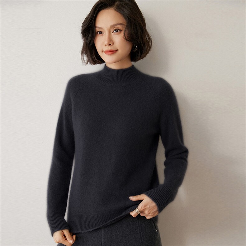 时尚保暖半高领羊绒衫优雅显瘦百搭必备,女装羊绒衫,米琪莲羊绒