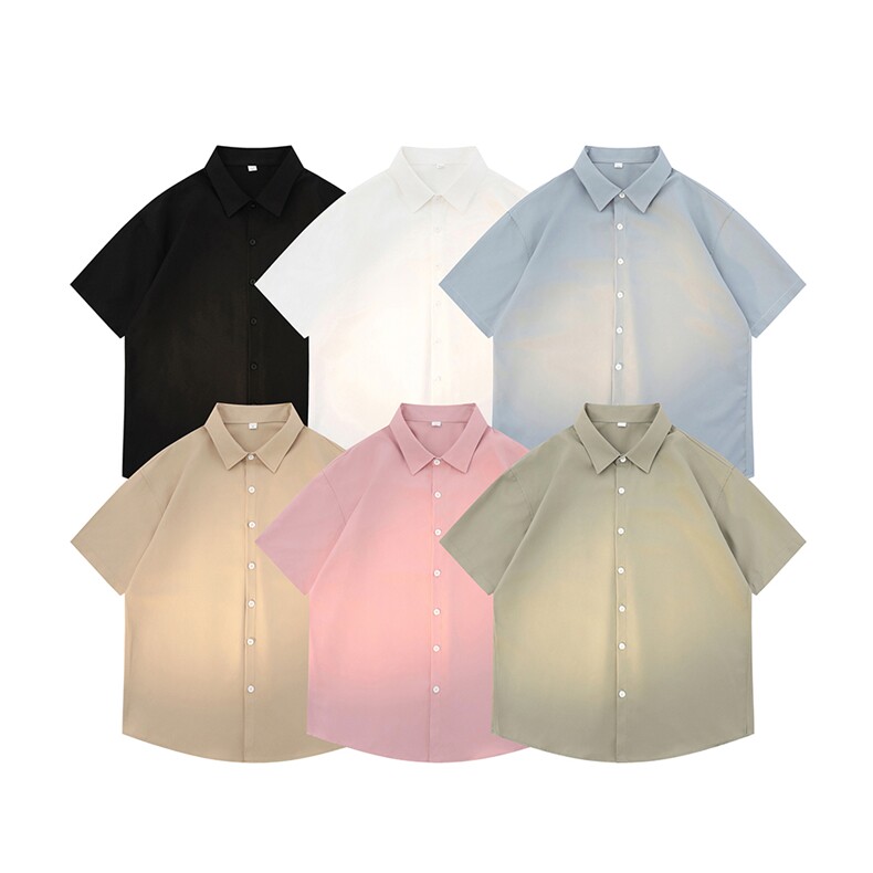 光板得物\唯品\抖音二开夏季纯色百搭短袖衬衣衬衫S25特批P28,男装T恤,电商A247B