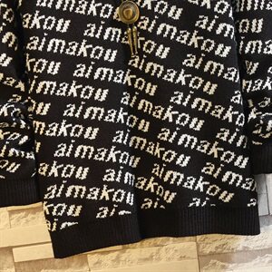 M07-P65    日系男士大码秋季圆领字母针织套头毛衣外套 黑色图片