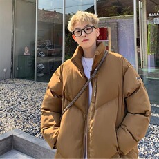 简约立领拉链纯色棉服男女冬季款美式复古防风休闲保暖外套，男装棉衣，星座506A