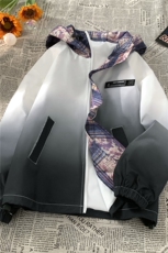 XZ230-1JK22新款宽松简约扎染渐变格子假俩件休闲连帽夹克P78控98，男装夹克，星座230-1