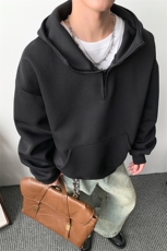 加绒奥粒绒连帽卫衣重磅无帽绳500克拉链硬挺外套男RH5305JR-P59，女装短外套，星座610B-1