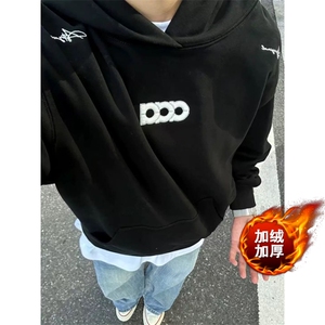 美式字母刺绣宽松情侣华棉加绒连帽卫衣男女A815-常规P46 加绒P51图片