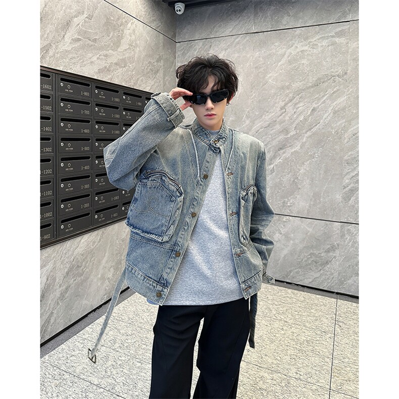 复古高街牛仔外套男装设计感cleanfit短款牛仔衫夹克JK08969-P83图片