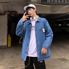 （大货）港风牛仔夹克男韩版简约百搭坠感夹克外套J/，男装夹克，电商D202