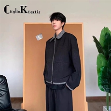 痞帅风男外套春秋季夹克简约复古翻领夹克潮JK736-P85，男装夹克，星座208-5
