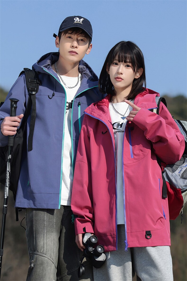 新款男女高品质户外登山服青少年学生冲锋衣夹克外套JK6633-P48,男装夹克,电商B306