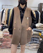 2021秋季新款时尚潮流百搭设计感三角标双口袋百分百羊毛马甲，女装马甲，L·H·X