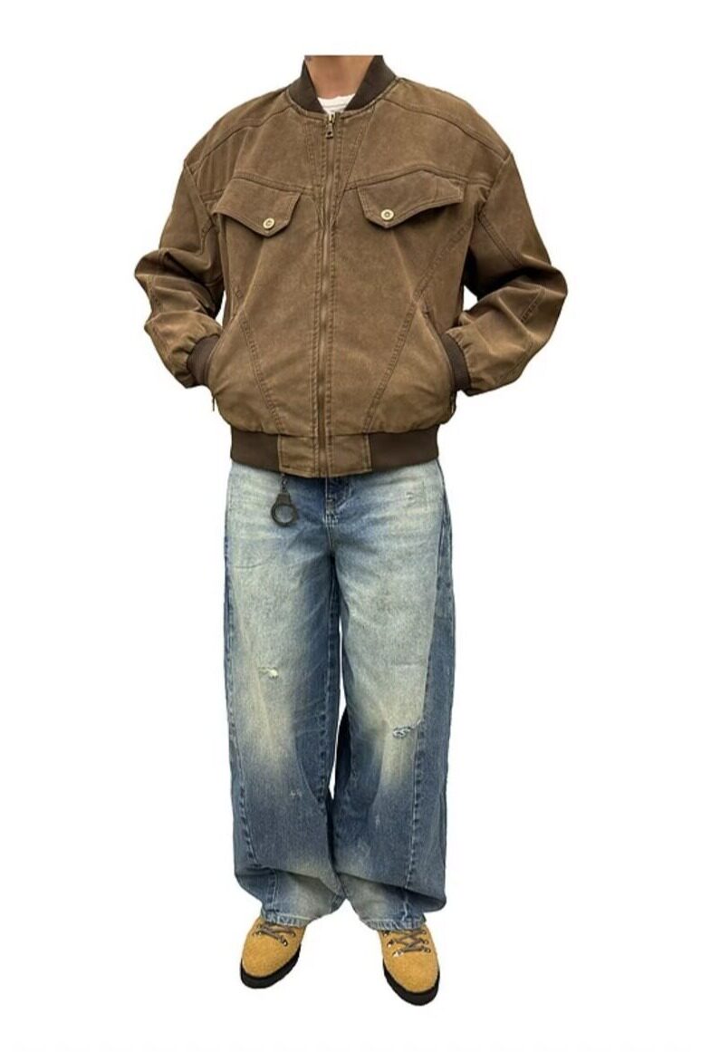 cleanfit短款工装外套男款春秋美式复古棒球服潮牌做旧哈灵顿夹克,男装夹克,星座302B-2