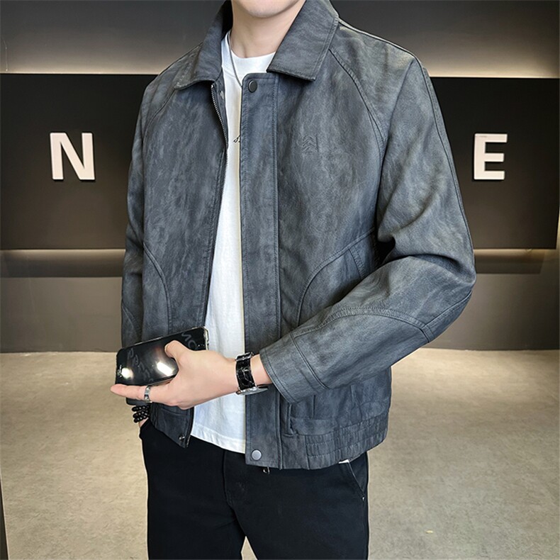 美式皮衣外套男秋季2025新款机车飞行员皮夹克A313-K275118-P155,男装皮衣,电商A313