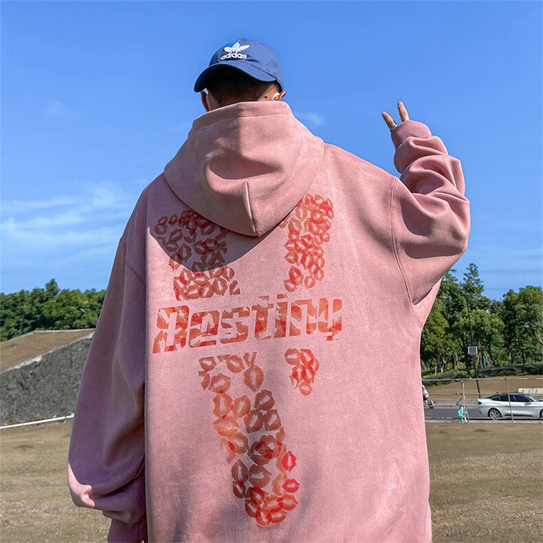 直播品质400克麂皮绒重磅工艺美式德丝网印花卫衣JP202特P50,男装卫衣,电商A486