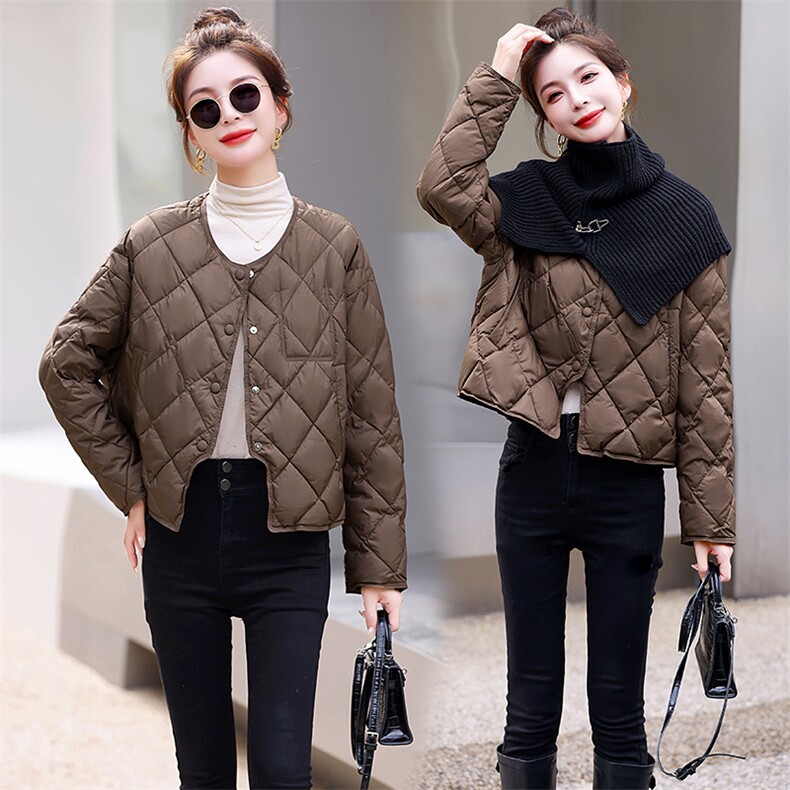 时尚潮流轻薄短款羽绒服女2023年冬季新款小个子外套90白鸭绒,女装羽绒服,润尚靓点