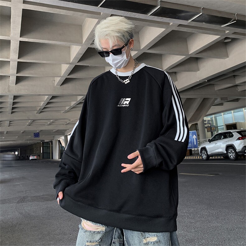 抖音得物供货提供视频秋冬重磅美式宽松织带圆领卫衣0306,男装卫衣,电商A486