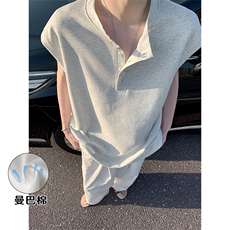 2026夏季港风亨利领曼巴棉重磅无袖背心男T5378特P25建议零售价58，男装背心/马甲，电商A001