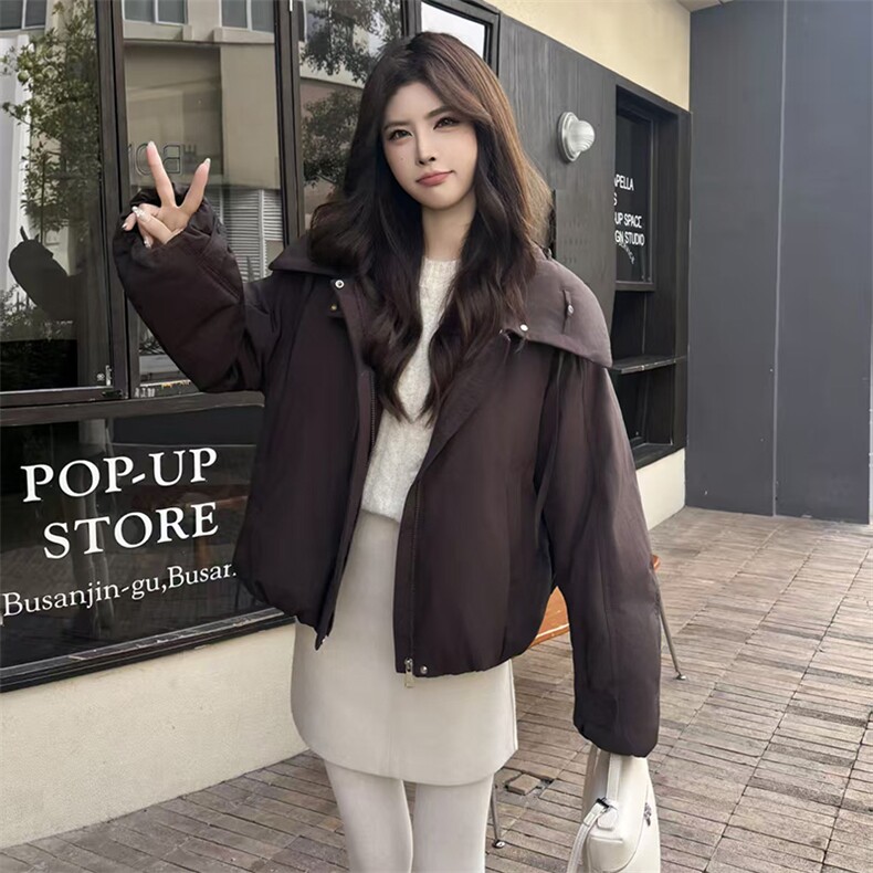 时尚立领短款羽绒服女2025冬新款小个子宽松显瘦保暖白鸭绒外套,女装羽绒服,琦鑫阁（原依鑫阁）