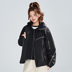 明线设计连帽夹克女春季宽松假两件潮流百搭外套XZ309JK8003P83，男装夹克，星座309（原A406）