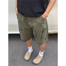 新款美式重磅可调节腰带男女休闲宽松水洗五分裤夏季LN10999-p60，男装牛仔裤，星座1008
