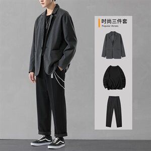 西服套装男士三件套休闲西装外套2021春秋季新款DF149T图片