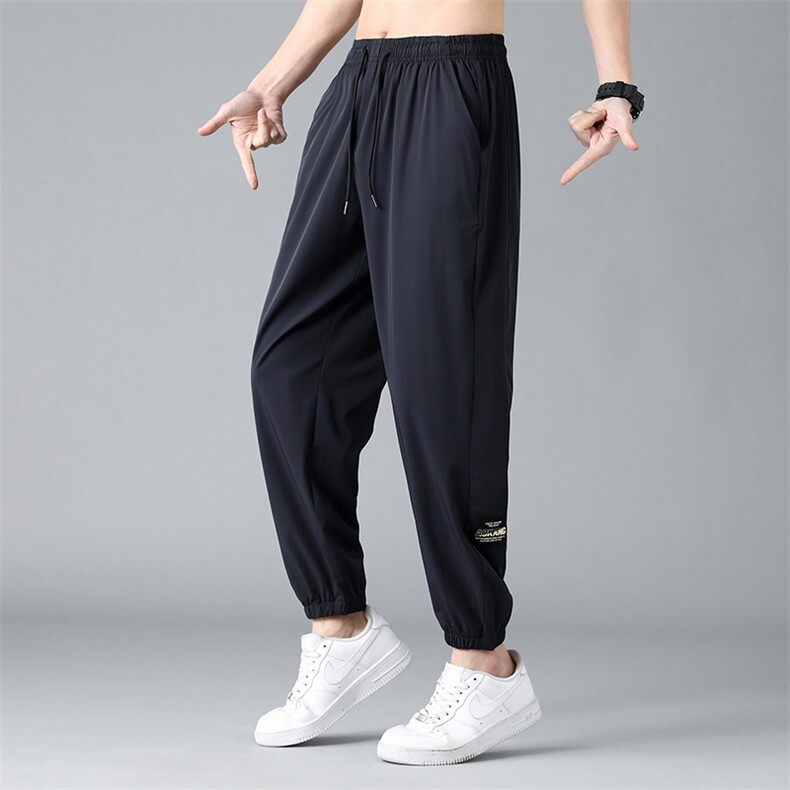 男士超薄款24新款宽松运动休闲束脚裤纯色九分裤A068-QL2322-P35，男装休闲裤，电商A068