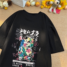 小熊短袖T恤纯棉圆领宽松情侣体恤1209-1-T17-P30现货不欠货，男装T恤，星座1209-1
