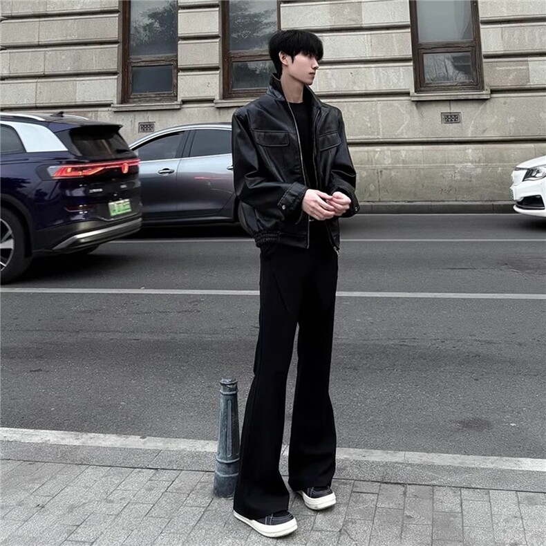 季新款cleanfit微喇西裤男垂坠感高级感直筒显高休闲弯刀潮裤子,男装西裤,星座302B