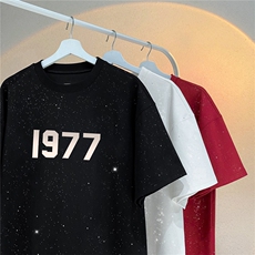 2025夏季新款高品质满天星亮片短袖1977印花MT901-P30控48，男装T恤，星座508（原C305）