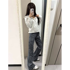 灰色修身卫衣外套女款开春穿搭正肩收腰连帽上衣显瘦紧身收腰，女装短外套，星座506A
