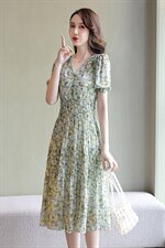 碎花雪纺连衣裙女装中长款2025年夏季新款显瘦气质高级感漂亮裙子，女装连衣裙，臻衣坊