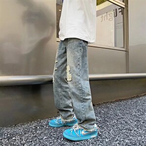 韩版潮牌破中性计牛仔裤潮夏季港风宽松阔腿乞丐裤子男N7228-p45,男装牛仔裤,星座1008