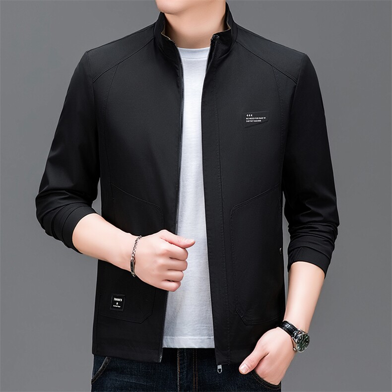 春季夹克男装立领中年商务休闲纯色茄克衫上衣服BSNA131-P115,男装夹克,星座1105-3