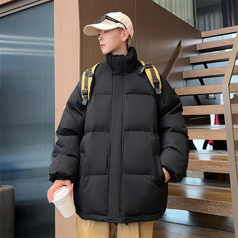 立领加厚纯色棉衣男冬季男士情侣款棉服潮棉袄A266-MF365-P43特批图片