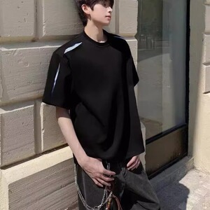 t恤潮牌夏季百搭宽松五分袖韩版网红潮流ins简约男士上衣圆领图片