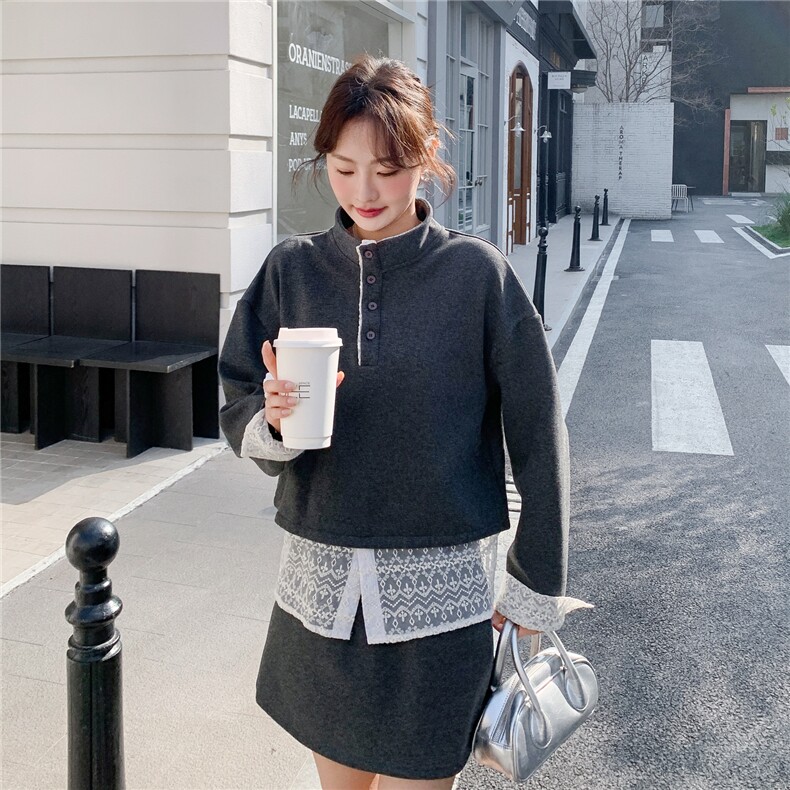 新款2026春季假两件蕾丝拼接外套6210-P160-K258,女装套装/套裙,2C057