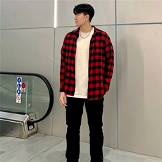 【有货】DCS55-P38复古格子衬衫男潮牌男士春季新款帅气学生衬衣，男装衬衫，星座603-2