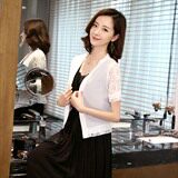 纯色件修身镂空蕾丝衫/雪纺衫2023年夏季时尚潮流五分袖，女装蕾丝衫/雪纺衫，婵米儿